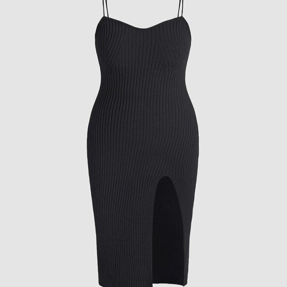 Plus Size Sweater Dress Set Women Long Sleeve Midi Slit Casual Elegant - Picture 4 of 7